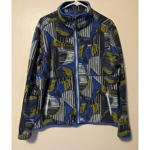 REI Co-op Trailmade Fleece Jacket Size Large Blue Green Zip Front Pullover